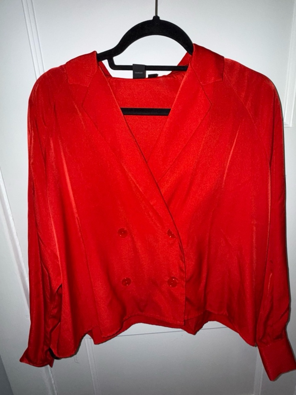 ICÔNE Red Satin Blouse - Classic Tailored Look
